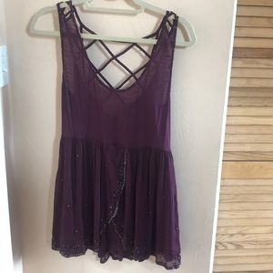Criss cross purple free people tank